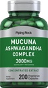 Piping Rock Mucuna Ashwagandha 3000mg PHARMAR 124; 200 kapslí PHARMAR 124; Complex Extract Supplement for Women and Men PHARMAL 124; Vegetarian, Non- GMO, gluten zdarma