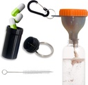Protein Funnel Set Travel Protein Powder Containers s 1 karabinkou 1 kartáč a 1 Mini Pocket Pill Box vyztužený, aby zabránil rozlití Gym Pre- Workout Dodatek Orange Powder Funnels