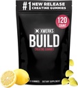 Xwerks Build Creatine Gummies for Men and Women, 120 Count, 100% čisté Creatin Monohydrát, Lemon ochucené Muscle Building Gummies 4g per Serving, Pre Workout Anti Melting, 5000mg Celkem Creatin