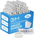 D & H Medical Pack of 24 Gauze Bandage Roll 4 Inches x 4 Yards - Medical Gauze Wrap for Wounds Care - Easy to Use Cotton Gauze Rolls for Hand Wrap Dressing Ankles & Knees