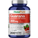 NusaPure Guarana Extract 20: 1 Extract, 300 mg Ekvivalentní s 6000 mg na Veggie Caps 200 Počet (Non- GMO, Vegan)