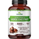 Zazzee Extra Strength Horse Chestnut 10: 1 Extract, 3000 mg Strength, 20% Aescins, 4 měsíční dodávka, 120 Vegan Kapsle, Koncentrované a standardizované 10X Extract, All- Natural, Non- GMO, Made in USA