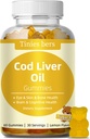 Cod Jaterní olej Gummies 1000mg, Cukr zdarma pro dospělé a děti, Omega-3s & Vitamin A & D pro mozek, kognitivní, srdce & oko, zdraví kostí, gluten zdarma, non GMO, Pectin, 60