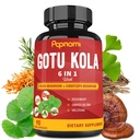 Organic Gotu Kola Extract Kapsle s Reishi, Cordyceps, Rosemary, Gingko Biloba & Valerian Root - 90 Počítá se na 3 měsíce - Podporuje mozek, imunitu, kůži a srdce zdraví