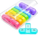 AUVON Weekly Pill Organizátor 3 krát denně, Velká 7 Day Pill Box 3 krát denně s odděleným nádobím, Přenosný Pouzdro na pilulky pro léky, vitamíny, rybí olej a doplňky