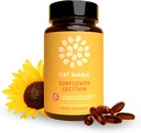 OAT MAMA Sunflower Lecithin Kojení Kapsle 124; Kojení Essentials for Milk Flow & Clogged Duct Relief 124; Postpartum Kojení Podpora pro zvýšení produkce dýchacího mléka 124; 30 Počet