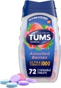 TUMS Ultra síla Žvýkací Antacida Tablety pro Heartburn Relief and Acid Indigestion Relief, Asgrid Berries - 72 Počet