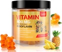 Vitamin B2 Gummies, Vitamin B2 Riboflavin Gummies 400mg s hořčíkem a Coq10, Migréna Relief a bolest hlavy, pro děti a dospělé, 90 Žvýkací gumy (1)