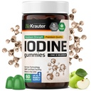 BIO KRAUTER Jod Gummies - 60 Veganských Žvýkaček - 250 mcg Jodidu draselného - Jódový dodatek se Seleniem Zink - Apple Flavor, Pectin- based Chews