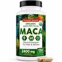 Organic Maca Root Kapsle pro ženy a muže 2400mg na servírování - 150 pilulky černá, červená, žlutá Maca dodatek - Želatinizovaný makaroot, Non- GMO, Vegan by Peruvian Naturals