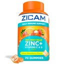 Zicam Denní imunitní podpora, Gumový dodatek, Zinek, Vitamin C a Vitamin D, Citrus Strawberry Flavor, 70 Počet