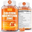 Vápník 1200 mg s vitaminem D3 Gummie pro dospělé - Citrát vápenatý s vitaminem D3 K2, hořčík, zinek, boron, měď a Ashwagandha - Extra absorpce doplněk vápníku pro ženy
