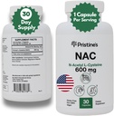 PRISTINE 'S N- acetyl L- cystein (NAC) 600MG 30- denní zásobovací potenciál Lung & Imunity Antioxidant Supplement Capsules - Mood & Mental Health Support