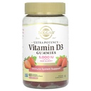 Solgar Vitamin D3 Gummies pro dospělé 5 000IU Ultra potence vitaminový imunitní systém podpora pro ženy a muže - Chutné jahodové aroma, gluten a želatina zdarma Gummy, 2 Měsíční dodávky, 60 Služení, 2g Cukr