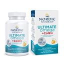 Nordic Naturals Ultimate Omega + CoQ10, Lemon - 60 Soft Gels - 1280 mg Omega33 + 100 mg CoQ10 - Heart Health, Cellular Energy, Antioxidant Support - Non- GMO - 30 Servings