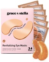 Grace & stella Caffeine Under Eye Patches - Probuzené oční náplasti pro loutkové oči a tmavé kruhy - Pod očními maskami Patches with Niacinamid & Hyaluronic Acid - Vegan, Cruelty-Free (Bronze, 24 páry)