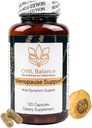 Menopauza Podpora žen - Menopauza + Perimenopauza Relief pro návaly horka, Nízká energie, Hormonální podpora - 120 Bylinné kapsle