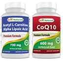 Nejlepší naturals Acetyl L- karnitin a alfa kyselina lipoová 750 mg & CoQ10 600 mg