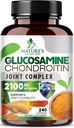 Glucosamine Chondroitin MSM 2100mg Complex - Dodatek pro společnou podporu pro společnou mobilitu a pohodlí pro muže a ženy s turmerickou & boswellia, Triple Strength Glucosamine doplňky - 240 Kapsle