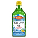 Carlson - Cod Jaterní olej 1100 mg Omega-3s Plus vitaminy A & D3, Volně žijící Norská Arktida, Udržitelně sourced Nordic Fish Oil Liquid, Lemon, 500 ml (16.9 Fl Oz)