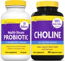 InnovixLabs Cholin & Multi Probiotic Bundle Choline Bitartate 550mg (100 tobolek) Multi Strain Probiotika (60 tobolek). Podporuje paměť, nálada, zdraví mozku a posílení vědomí. *