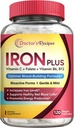 Doctor 's Recipes Iron Supplement for Women Men - Gentle Iron Bisglycinát s vitamínem C, B6, Folát & B12 - Non-Constipating & Žaludek Friendly Iron Pills for Blood & Energy Support, 120 Vegan Caps