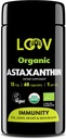 LoeV Natural Organic Astaxanthin 12 mg - 60- denní dodávka - Max síla antioxidant - oko, kloub, kůže, imunita - od mikrořas - Non- GMO, Vegan, Udržitelný