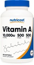 Nutricost Vitamin A 10 000 IU, 500 Softgelových tobolek