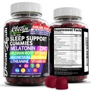 Clean Nutra Melatonin Gummies 10mg color 124; Sleep Aid Valerian Root L- Theanine Vitamin B6 C Lemon Balzám hořčík Hibiscus Beta Carotene Saffron & Heřmánek Rest Supplement Raspberry Flavor