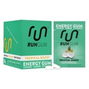 RUN GUM Tropical Boost Energy Chewing Gum 50mg Caffeine Taurin & B-Vitamíny per bit, 24 Kusy (balení po 12) Cukr zdarma, Nula Kalorie, No Aspartam, a gluten zdarma, 1 ea