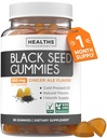 Black Seed Oil Gummies - Natural Ginger Ale Flavor (Non- GMO & Vegan) Cold- Pressed Nigella Sativa Production Pure Black Cumin Seed Oil - 500mg Per 2 Gummy Serving