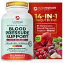 PurePremium Beet Root Capsules for Blood Pressure Support - 700mg Advanced Formule with Beetroot Powder, Hawthorn, Hibiscus & Česnek for Normal Nitric Oxide Production & Heart Health - Non- GMO - 90ct