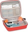 Hard Travel Case pro Asthma Inhaler a příslušenství, s Mesh Pocket for Medicine, červená