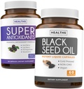 Antioxidanty & Black Seed Oil (1-Month Supply) Super Antioxidant dodatek s Acai Berry, Goji Berry, Pomegranate & Trans Resveratrol (120 Kapsle) a Black Seed Oil (Non- GMO & Vegan) 60 Kapsle