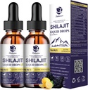 (2 Pack) Shilajit pro muže a ženy, 16-in-1 Liquid Shilajit Drops, Stopy Minerály, ženšen, kurkuma, Ashwagandha, imunitní podpora, Energy Boost & Joint Health, 2 FL. Oz