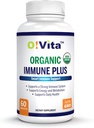 Organic Immunication Plus, 7- in-1 USDA Certified Organic Immunity Booster, with 300mg Elderberry, Oregano Leaf Powder, Moringa Leaf Powder (60 Non- GMO, Bylinné tablety)