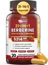 21- in-1 Berberine dodatek s Ceylon Skořice - 1500mg Organic Berberine HCL Phytosome, 5X Vyšší absorpce pro metabolismus Podpora 20 Kapsle