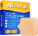 Silikonový pěnový dresing 3x3 in (7.5x7.5cm), High Absorbancy Bed Sore Obvazy Page Dressing, Vodotěsné silikonové obvazy pro citlivou péči o kůži (10 ks)