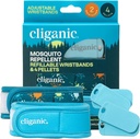 Cliganic Mosquito Repelent Pack (2 náramky + 4 náplně pelety) - nastavitelné, přírodní DEET- bez, esenciální olej infuze