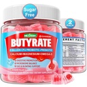 Butyrate Gummies with Probiotic + Prebiotic + Postbiotic, Omega-3 500 mg, 9 Miliarda CFU Probiotika s Fiber, vápník a hořčík, Inulin, Psyllium Husk pro stravitelné zdraví, Bloating Support, Cukr zdarma