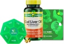 Jarní údolí Cod Játra Oil Plus Vitamíny A & D3, 100 softgels, Podpora funkce očí a zdravé, Bundle s vitamíny a minerály Ligth & Jarní průvodce