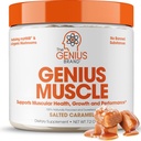 Geniální Brand Genius Svalovina - Svalový doplněk zdraví pro růst, Vytrvalost a zotavení - Non- Hormonální vzorec - 6 Organické houby - Naturally-Sweeced - 30 Servings - Slaný karamel