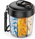 AUVON Velké Pill Dipenser uložit 7 různých doplňků, Cestovní pilulka Organizátor s anti- Mix Design, Pill Lahvička s širokým otevíráním & Slider Lid snadné použití, Obsahuje 20 Prázdné nálepky, černá