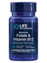 Life Extension BioActive Folate & Vitamin B12, Promotes Heart, Brain & GI Tract Health, Non- GMO, Gluten- Free, Vegetarian, 90 Kapsle