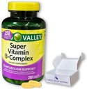 Super vitamín B Komplexní jarní údolí - Tablety 250 Počet směs B6 B12 C thiamin biotin folát pantotenová kyselina a riboflavin, box by Fusion Shop Store
