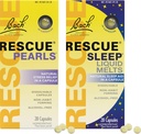 Stress & Sleep Bundle, Bach RescUE Pearls, Natural Stress Relief [a] RESCUE Sleep Liquid Melts, Natural Sleep Aid - 2-Pk, Homeopatická květinová esence