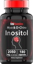Tnvitamíny Inositol: 2,050mg - 180 Kapsle 124; Inositol Práškové Kapsle pro ženy & Muži 124; 40: 1 Poměr Myo- Inositol k D-Chiro Inositol 124; Made in USA!