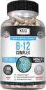 Kaya Naturals B-12 Komplexní doplněk 124; Multivitamin doplněk pro ženy a muže 124; Energy and Metabolism Booster C124; Vitamin dodatek s Biotin, Choline, Inositol, Folát, a Vitamin C - 180 Počet