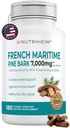 Francouzský námořní Pine Bark Extract 7000mg s 95% Proanthocyanidins pro oběh, srdce zdraví, kůže, kognitivní podpora - 20: 1 poměr & 180 Veggie Kapsle - Non- GMO, gluten- Free, Vegan- Friendly