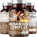 N1N Premium Houbový komplex [10X Výkonné houby] s Reishi, Lions Mane, Cordyceps, Chaga, Turecko Ocas a Maitake na podporu zdraví, mozkové funkce a energetické hladiny, 60 Veg Caps